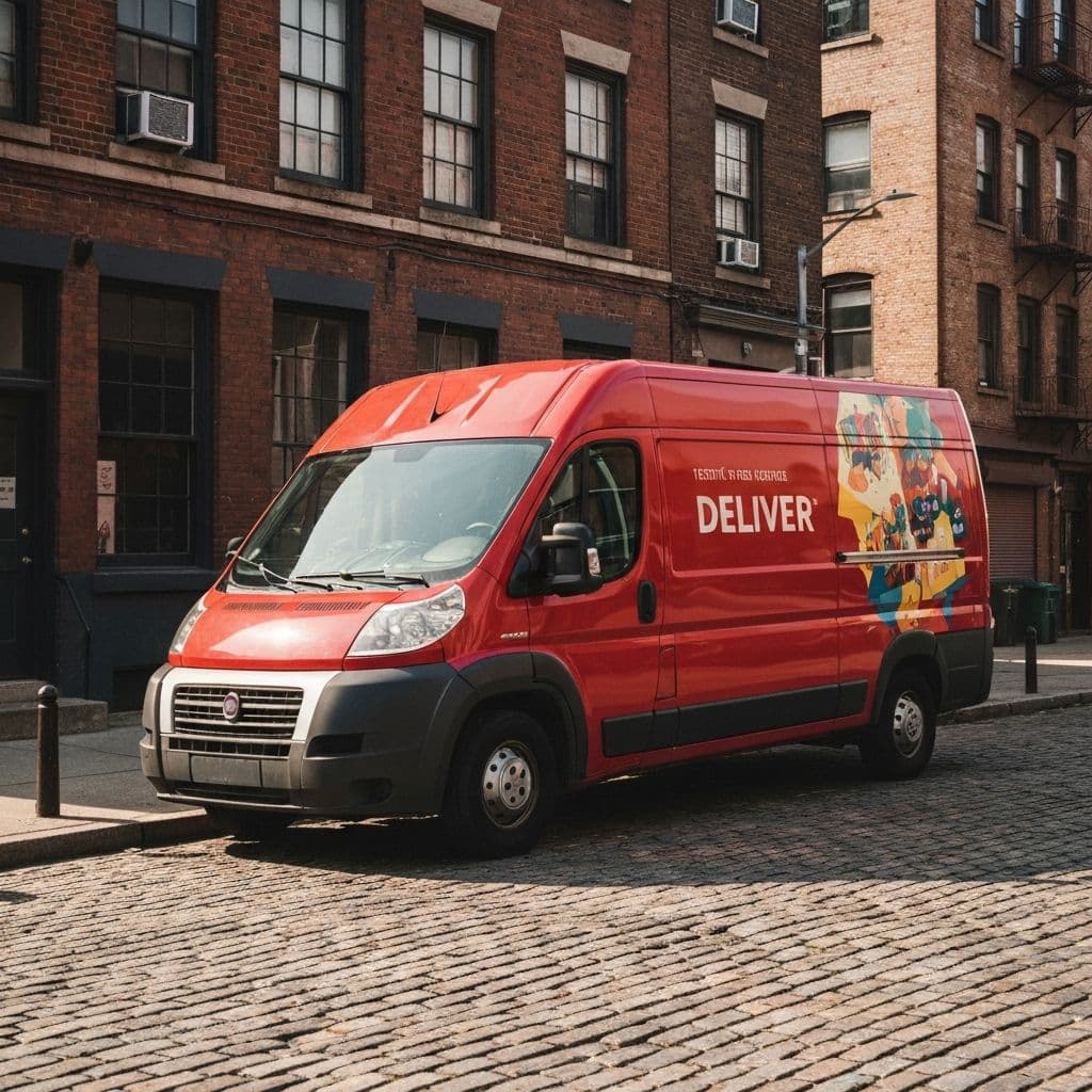 Delivery van in city
