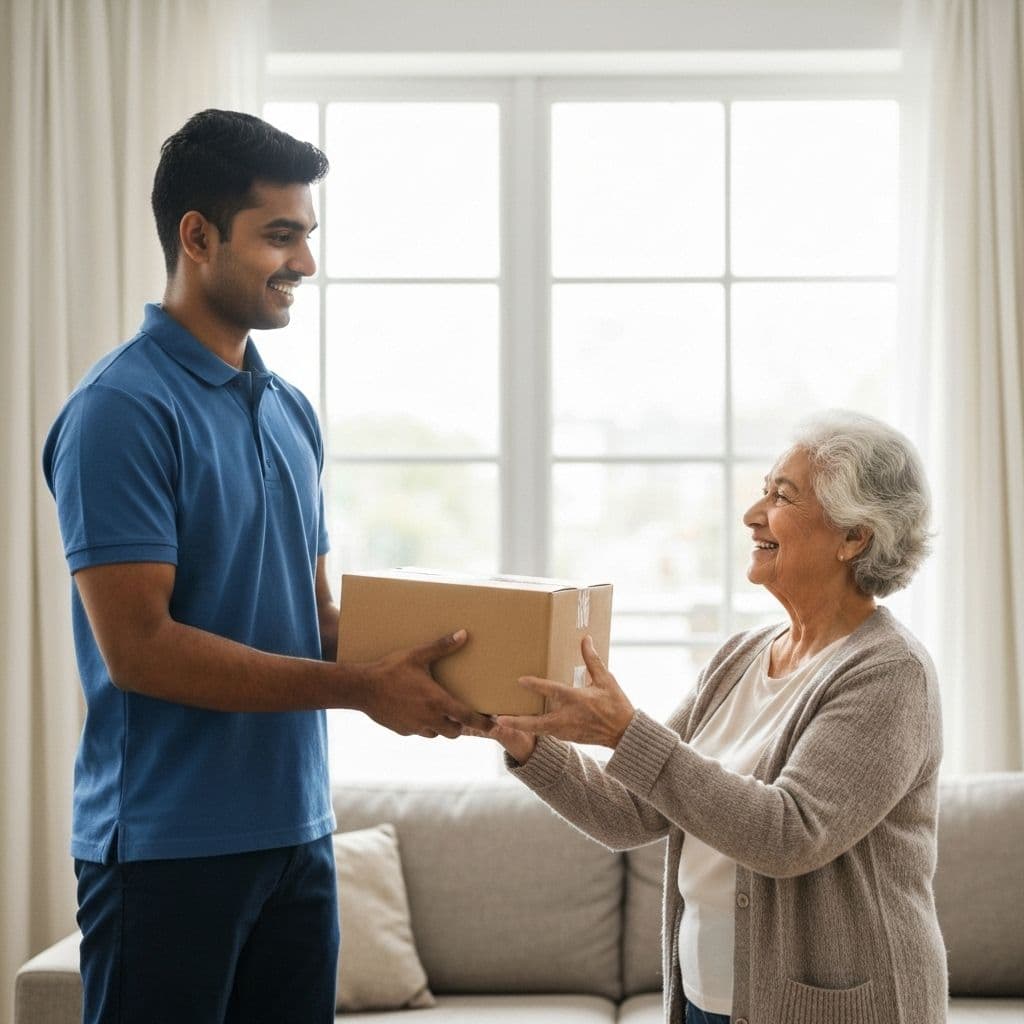 Customer receiving delivery